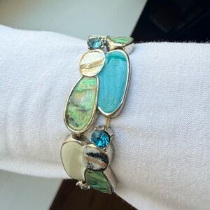 Elegant Abalone & Multi-Stone strechy Bracelet